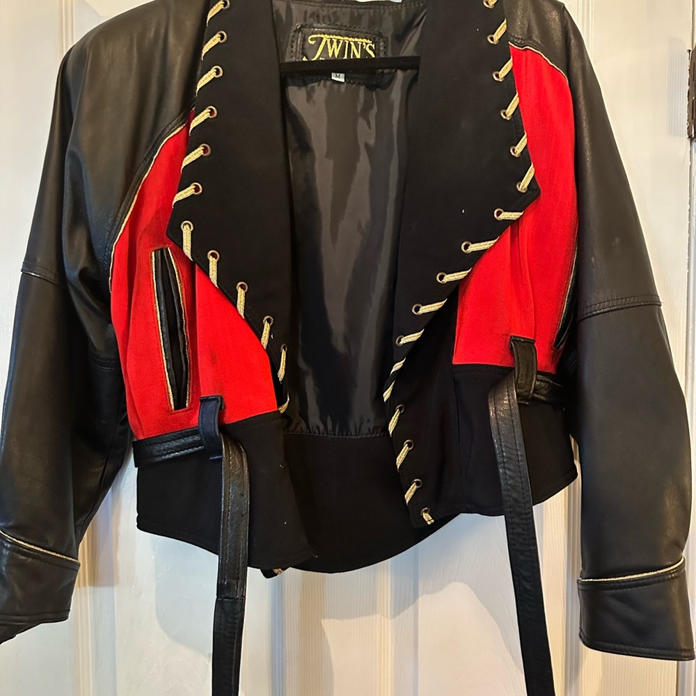 Twins Black and Red Leather Jacket